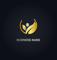 eco leaf organic nature gold logo vector image vector image