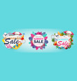 summer sale promotion banners with colorful beach vector image
