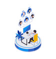 managing online workers composition vector image vector image