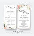 wedding program for party and ceremony card vector image
