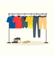 clothes racks with menswear on hangers vector image