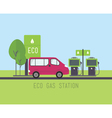 flat eco design rural landscape with gas station vector image