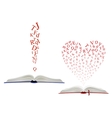 alphabet letter cloud above an open book vector image vector image