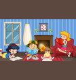 scene with children reading their book vector image