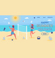 happy summer holidays landing page template vector image