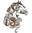 horse head floral style vector image