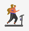 treadmill for fitness girl plus size health vector image