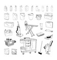 cleaning equipment in art ink style vector image