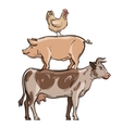 farm animals cow pig and chicken vector image vector image