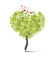 green tree symbol with flying hearts vector image vector image