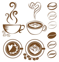 Set of stickers with ornamental coffee cups Vector Image