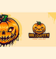 pumpkin mascot logo design for halloween vector image vector image