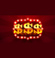 big win banner sign with golden dollar vector image vector image