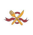 one continuous line drawing of knife and fork vector image vector image