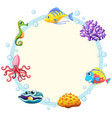 cute sea creature border vector image