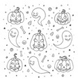 halloween with pumpkins ghosts candy corns vector image vector image
