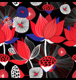 seamless bright floral background with red lotuses vector image vector image