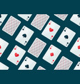 seamless pattern with four aces playing cards suit vector image
