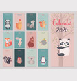 calendar 2020 with animals cute forest vector image vector image