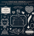 calligraphic vintage ornament set happy valentine vector image