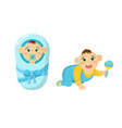 newborn bachildren in diaper with pacifier vector image