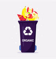 trash can with organic waste suitable vector image