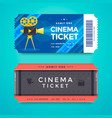 set cinema tickets with retro movie camera vector image