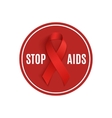 stop aids sign with red ribbon vector image