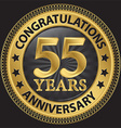 Celebrating 55th anniversary gold label Royalty Free Vector