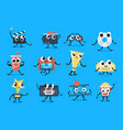 cinema funny cartoon characters emoticon set vector image vector image