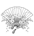 fan with floral decoration vector image