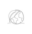 green leaf on earth globe continuous one line vector image vector image