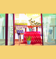 balcony terrace comfortable table and chair vector image