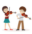 boy and a girl are playing the violin music vector image