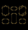 collection vintage gold frames with foliage vector image