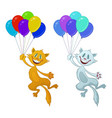 funny cat with balloons set vector image vector image