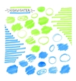 set of blue and green fluorescent highlighter vector image