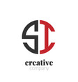 initial letter si creative elegant circle logo vector image