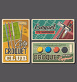 croquet sport items balls sticks and field vector image vector image