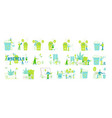 set people throw garbage to recycle litter bins vector image