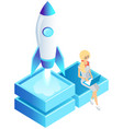 startup business project woman is using laptop vector image vector image