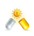vitamin d icon on bright yellow sun flying from vector image