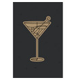 art deco dirty martini cocktail dark vector image vector image