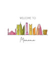one continuous line drawing manama city skyline vector image