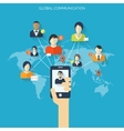 flat social media and network concept global vector image vector image