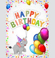 birthday cartoon with happy elephant vector image