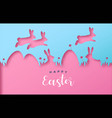 happy easter colorful paper cut rabbit egg card vector image