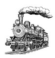 steam locomotive vintage hand drawn sketch vector image