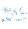 transparent blue water wave splashes with drops vector image