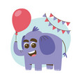 cute elephant with a red balloon vector image